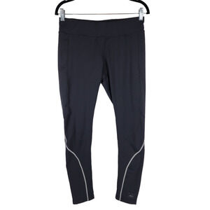REI M Womens‎ Running Pants Legging Black Reflective Breathable Zip Pocket Nylon